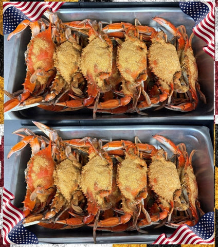💥XL (24) Steamed Male Blue Crabs, 6½"-7"