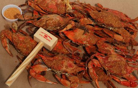 Crab Feast  Bushel Medium/ Large Blue Crabs- 4 lbs gulf shell on shrimp (Steamed)- (10) Crabs Mallets